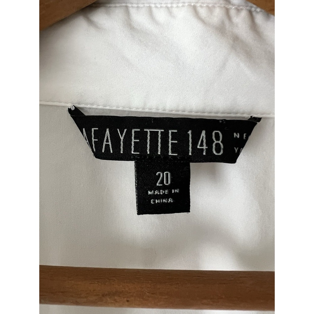 Lafayette 148 New York Button Up Shirt Womens Size 20 White Cotton Blend Blouse - Picture 3 of 12